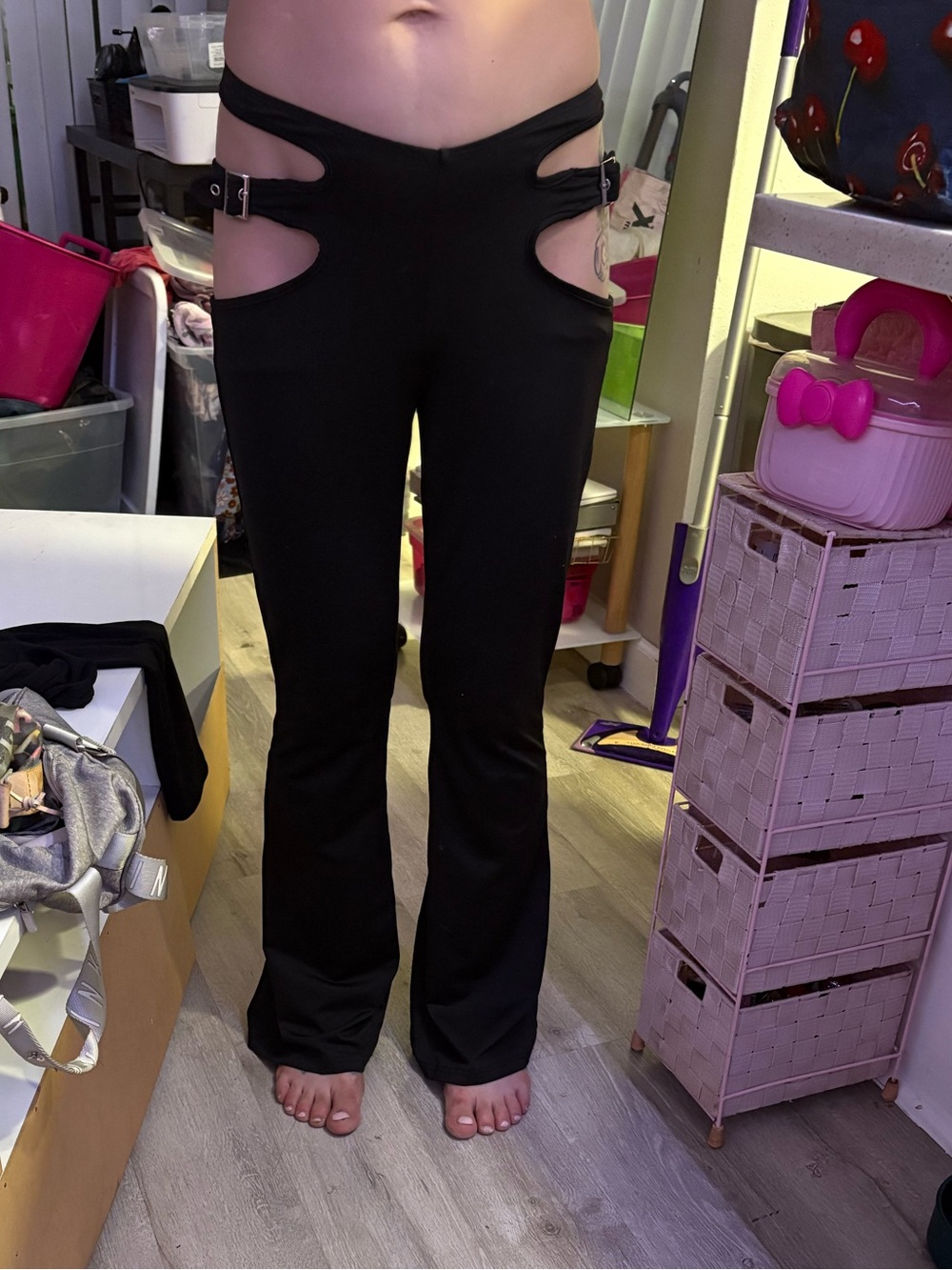 Women’s Black Cutout Buckle Pants